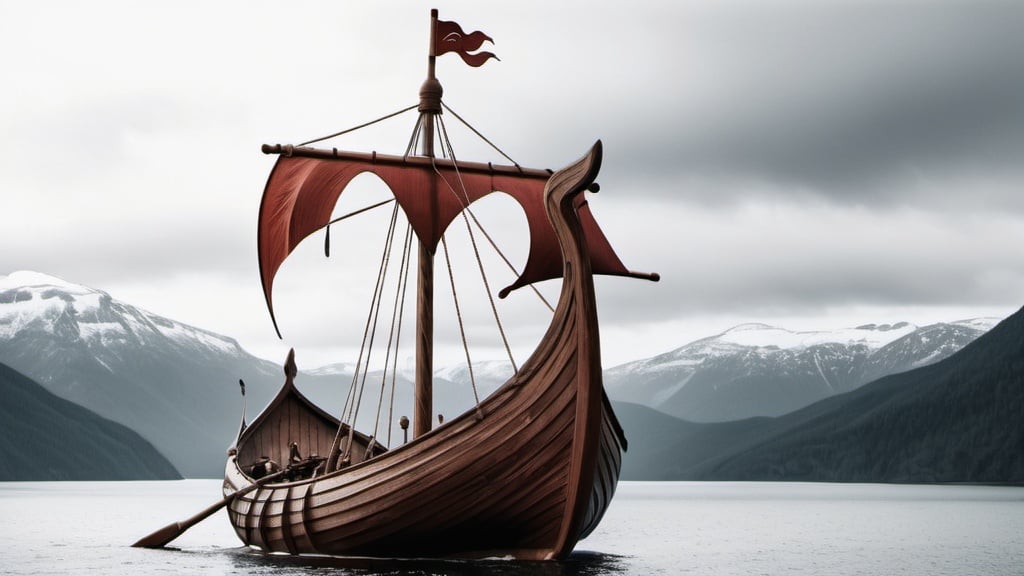 Prompt: show this Viking ship without any background and in sharp colors