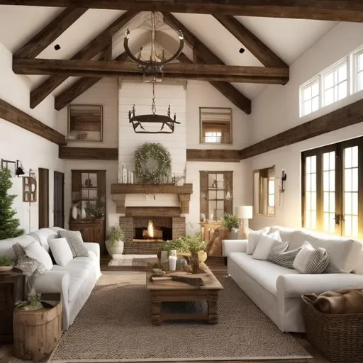 Prompt: Huge Farmhouse livingroom 