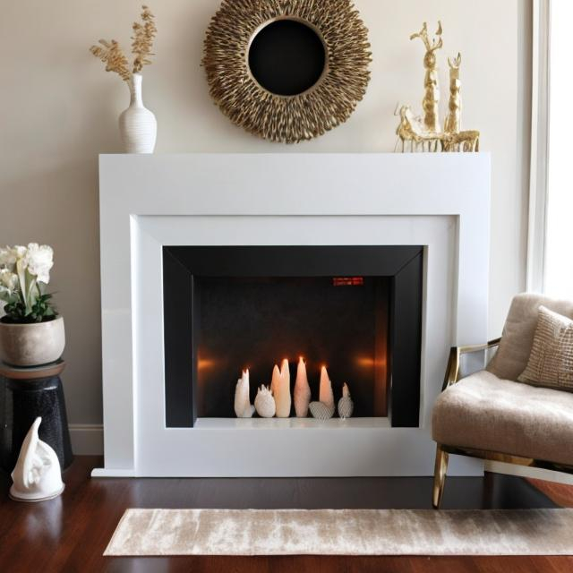 Prompt: Modern fireplace mantle decor 