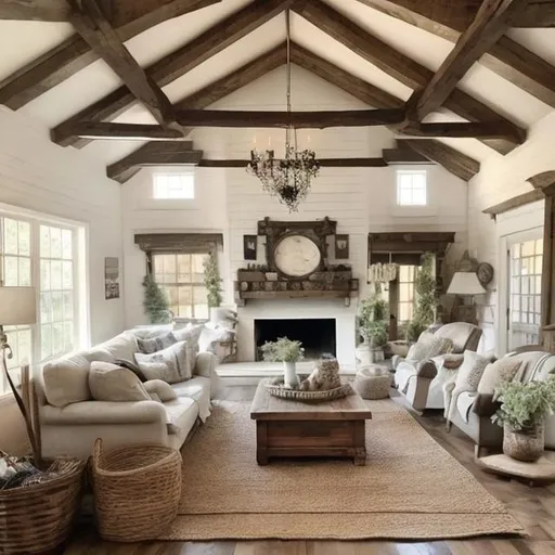 Prompt: Huge Farmhouse livingroom 