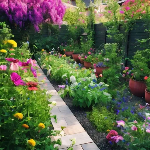 Prompt: Backyard flower garden 