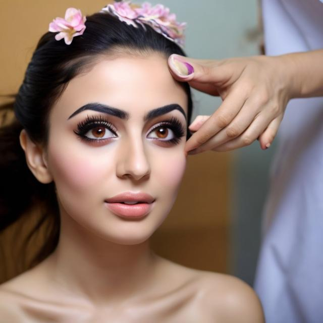 Prompt: A beautiful Iranian girl in a skin salon