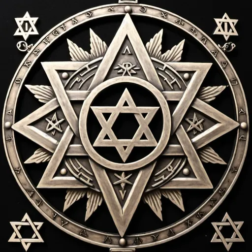 Prompt: Alpha omega cross star of david