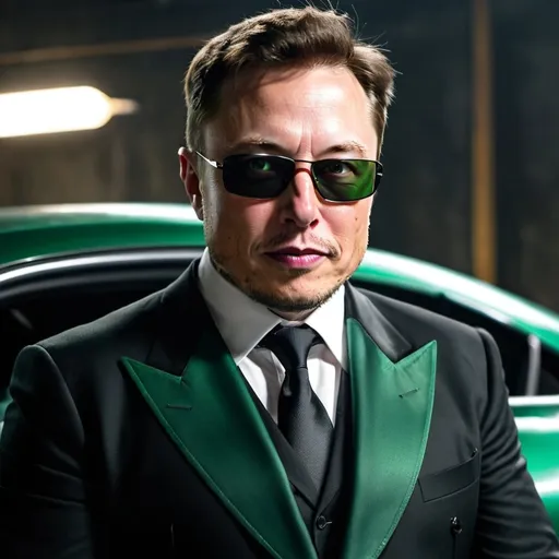 Prompt: Elon Musk as The Green Hornet