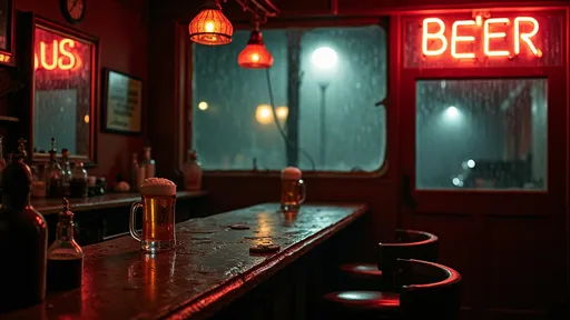 Prompt: a dark dive bar. empty 