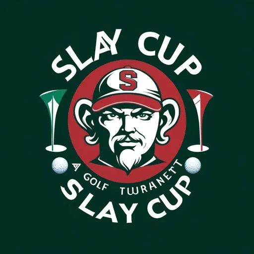 Prompt: A Golf tournament Logo named Slay Cup. The Image must include a golfer and have classic fonts.
