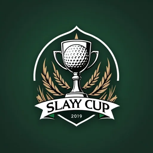 Prompt: A logo for a golf tournament called the Slay Cup, in a similar style to the Pinehurst Logo