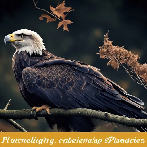 Prompt: Aigle royal qui plane sur un feuillage d'arbre à plusieurs branches