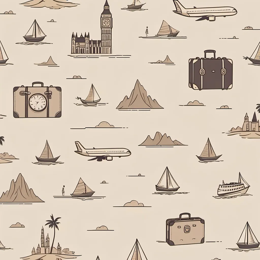 Prompt: simple wallpaper with travel theme neutral colors