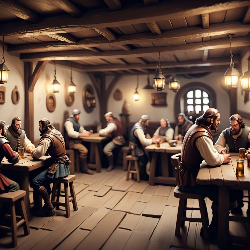 Prompt: blurred tavern scene mideval