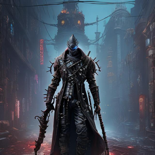 Prompt: cyberpunk, steampunk, bloodborne, temple