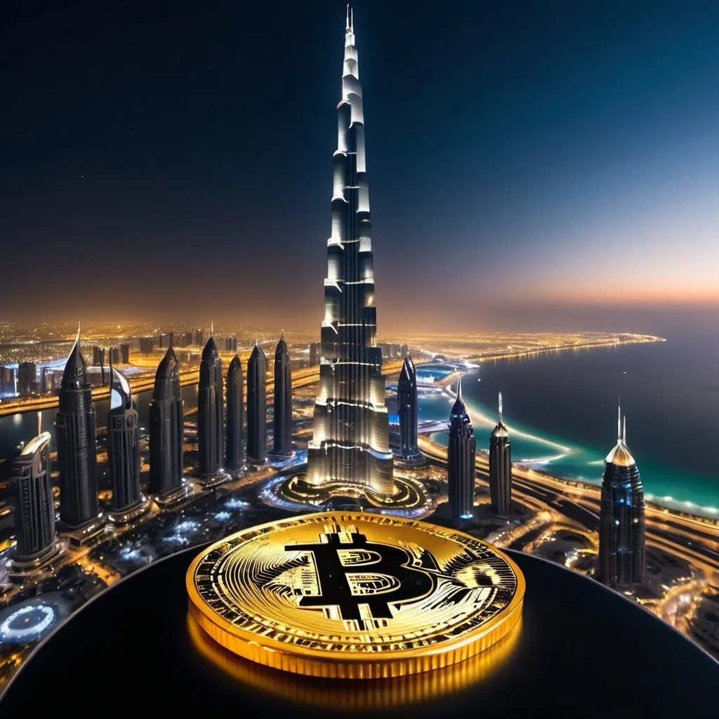 Prompt: Draw an ultra realistic image of bitcoin logo projected onto burj Khalifa 