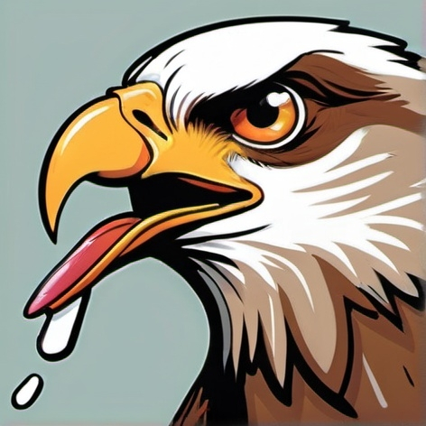 Prompt: Cartoon hawk spitting a loogie. resembling a hand drawn cartoon from the 90s. Big spit ball coming out of beak.