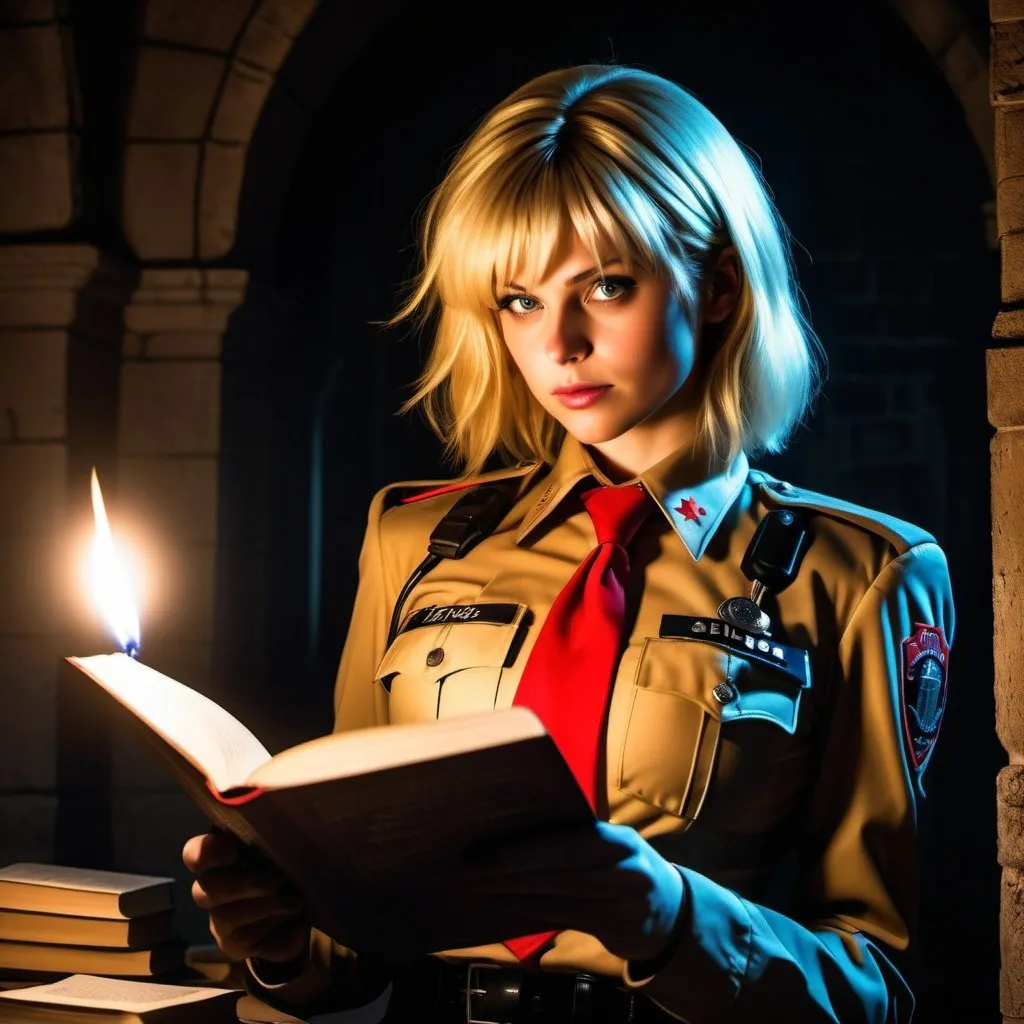 Emma Myers as Seras Victoria from hellsing, blonde h...