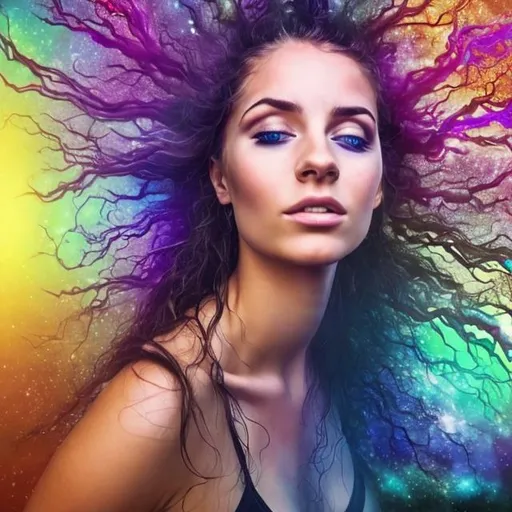 Prompt: A Spiritual experience when you have adhd can turn into a spiraling high. You can go into Mania and psychosis. You are in a state of almost constant bliss, but you are no longer rooted firmly in this reality (stunning woman, realistic)