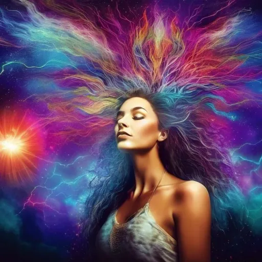 Prompt: A Spiritual experience when you have adhd can turn into a spiraling high. You can go into Mania and psychosis. You are in a state of almost constant bliss, but you are no longer rooted firmly in this reality (exquisite woman, realistic)