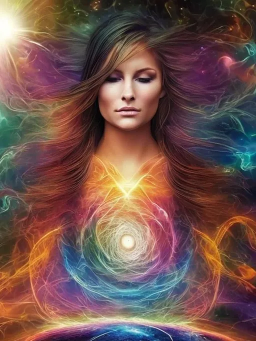 Prompt: A Spiritual experience when you have adhd can turn into a spiraling high. You can go into Mania and psychosis. You are in a state of almost constant bliss, but you are no longer grounded firmly in this reality. You get lost in the rhythm of the universe (breathtaking woman, realistic)