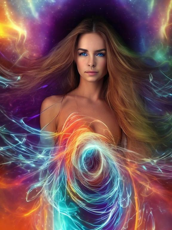 Prompt: A Spiritual experience when you have adhd can turn into a spiraling high. You can go into Mania and psychosis. You are in a state of almost constant bliss, but you are no longer grounded firmly in this reality (stunning woman, realistic)