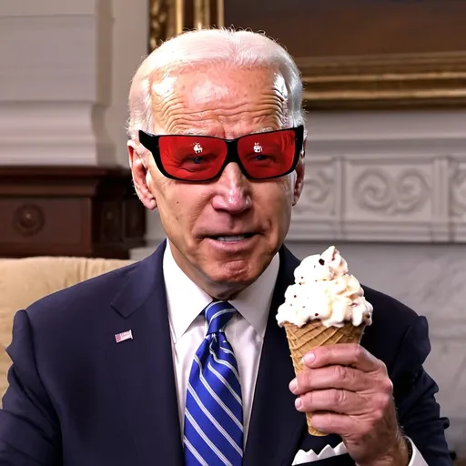 Prompt: I want a youtube thumbnsil showing Joe Biden dropping out of the presidential race and saying more time for ice cream