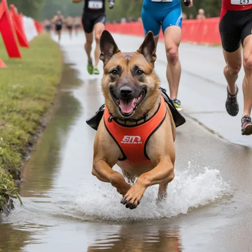 Prompt: animals running the triathlon