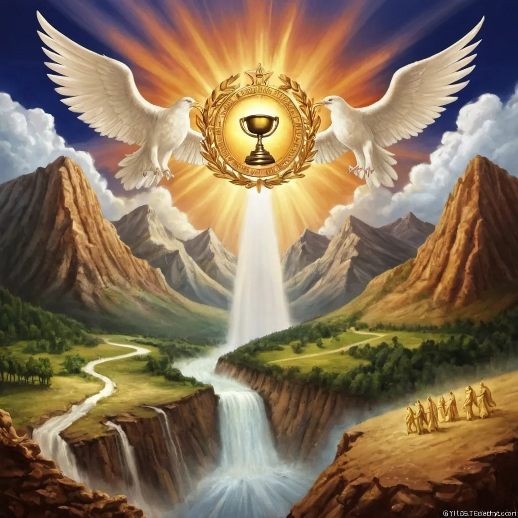 Prompt: the seventh trumpet of Revelation the kingdom of the earth has become the Lord's