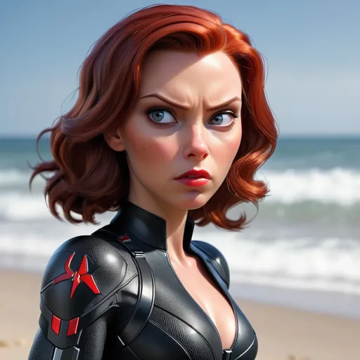 Prompt: Superhero Black Widow, ona beach vacation, dramatic lighting, photorealistic, perfect face