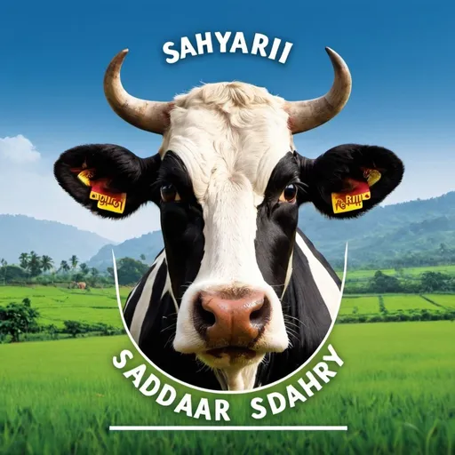 Prompt: Sahyadri Dairy logo with cow