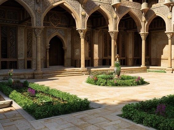 Prompt: Palace courtyard
Beautiful courtyard
Palacial
Opulent
Beautiful
Open
Bountiful life
Plants
Simple and expensive decoration
Comfortable
Realistic
Colorful
Vivid
Fantasy world
Dungeons and dragons setting
Lifelike
Medieval lighting
Fancy