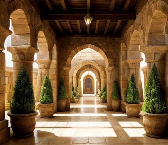 Prompt: Palace courtyard
Beautiful courtyard
Palacial
Opulent
Beautiful
Bountiful life
Plants
Simple and expensive decoration
Bohemian
Comfortable
Realistic
Colorful
Vivid
Fantasy world
Dungeons and dragons setting
Lifelike
Medieval lighting
Fancy