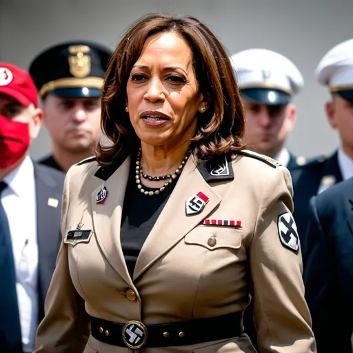 Prompt: Kamala Harris dressed in NAZI uniform