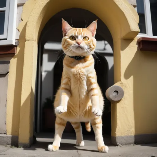 Prompt: YELLOW CUDDLY CAT STANDING