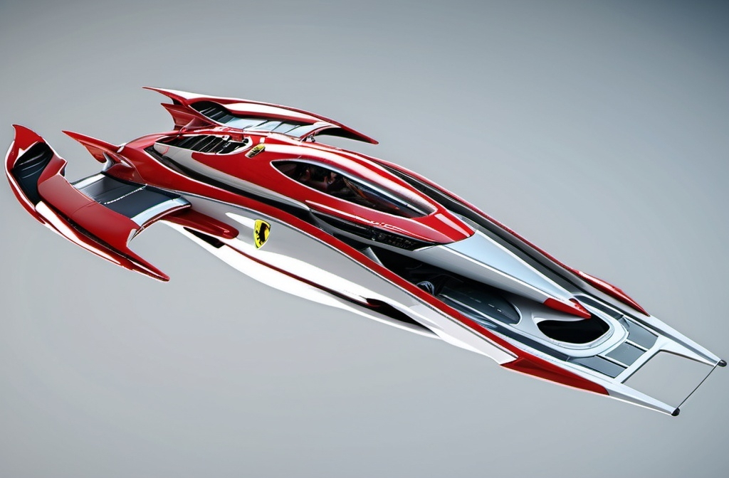 Prompt: Wipeout anti gravity ship but as if it was made by Ferrari