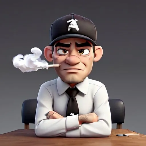 Prompt: make me a mafia man sitting on a chair and smoking a cigar
Like Anime extand this photo to bre black and white this photo crop like tik tok profile in photo add beard like goat and "Nike man classic cotton basketball cap -black" and make the character look a little angry