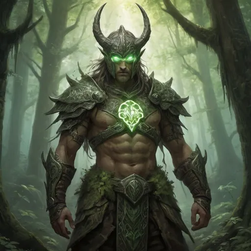 Prompt: In the heart of the ancient forest, a battle-worn warrior stands bathed in dappled sunlight. His armor, adorned with glowing green symbols, pulses with mystical energy. These symbols were granted to him by the forest itself, a pact forged in desperate times. Now, as he faces a formidable foe, he channels the forest’s power, his blade humming with otherworldly might. The trees whisper secrets, and the earth trembles beneath his feet. Will he emerge victorious, or will the forest reclaim its magic?
