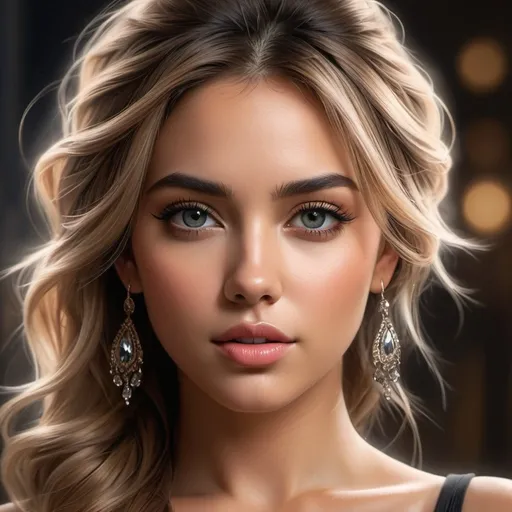 Prompt: Visionary Elegance: In this fantastic art piece, a captivating girl takes center stage, her presence demanding attention. The highlight of this masterpiece lies in her incredibly advanced and beautifully detailed eyes, masterfully rendered with intricate layers and a mesmerizing 3D depth that draws the viewer in. The exquisite drawing style captures every subtle nuance, showcasing the artist's unparalleled skill and dedication.
The subject's alluring leg tattoo enhances her overall appeal, adding an edgy and modern touch to her appearance. Under perfect lighting, every detail is highlighted to breathtaking effect, from the toned abs that reflect her fitness to her fashionable ensemble that exudes a sense of style and confidence.
This hyper-realistic creation stands as a testament to artistic excellence, inviting the viewer to lose themselves in the mesmerizing world of its central character, where beauty, depth, and mystery intertwine to create an unforgettable experience.
