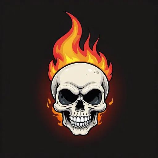 Prompt: cartoon skull on fire