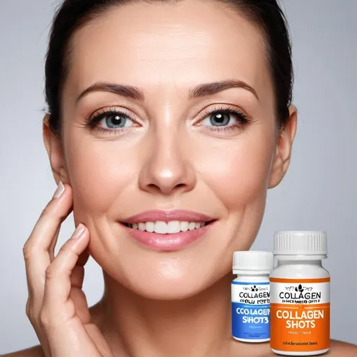 Prompt: Create an Facebook ad image for collagen shots , which works as anti wrinkle and glow booster