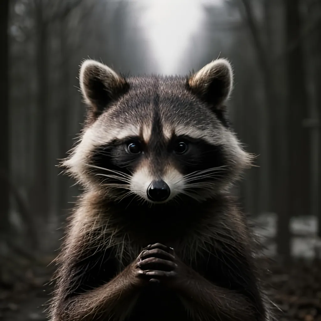 Prompt: Raccoon dark angsty