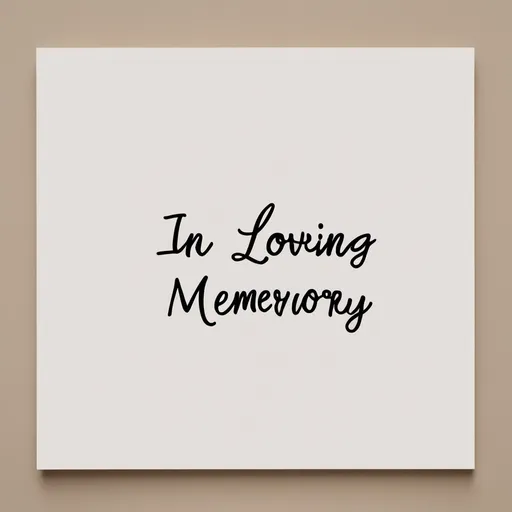 Prompt: A picture with a simple plain background that just says, "In Loving Memory of..."
