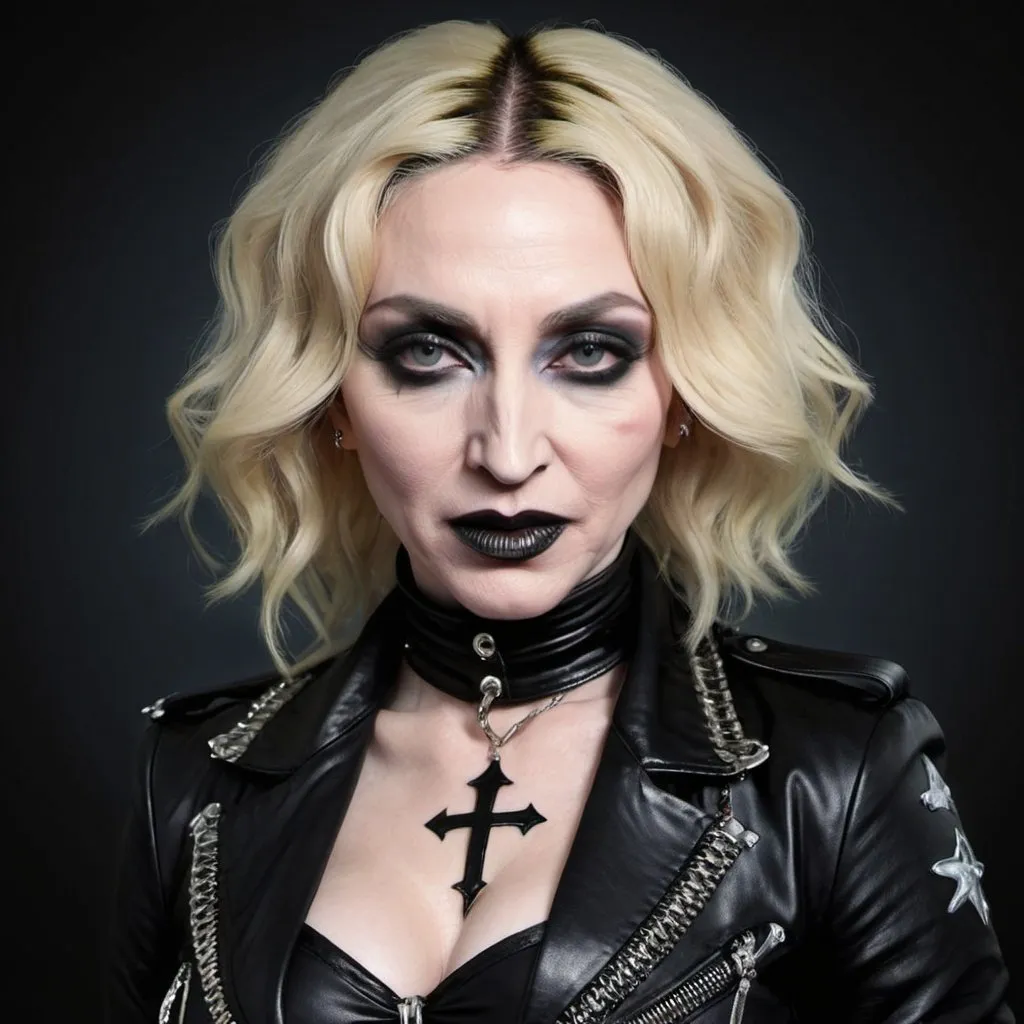 Prompt: Create mix of singer Madonna and singer Marilyn Manson in ociltyst style