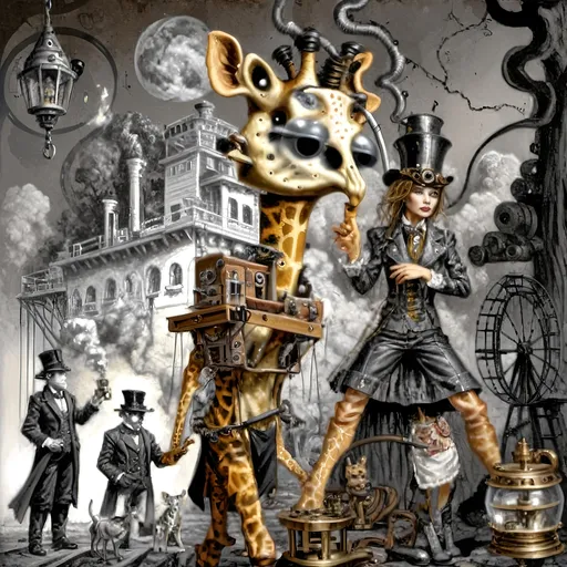 Prompt: In the advanced steampunkesque world of anthropomorphic cute giraffes, where gears and steam power their society, a sense of urgency fills the air as whispers of an End of the World scenario ripple through the city. With a graceful yet rapid movement, the elegant giraffe inventor carefully selects intricate tools and contraptions, each a masterpiece of brass and polished wood, and places them within the BoV (Bag of Vitality) - a marvel of engineering designed for swift evacuation.
The inventor's long, nimble neck elegantly slides medical supplies into compartments, secures delicate clockwork devices, and tucks away essential provisions within the sturdy yet stylish satchel. The urgency of the moment is reflected in the focused determination mirrored in their keen eyes, a dedication to readiness in the face of uncertainty.
As the last item is carefully placed, the inventor pauses for a moment, a mix of resolve and apprehension in their gaze. The weight of the BoV on their back serves as a reminder of the responsibility they bear, not just for their own survival, but for the knowledge and innovation they carry within this steampunkesque world on the brink of upheaval. With a final adjustment, the straps are secured, and the inventor stands tall, ready to embark on the unknown journey ahead, the promise of a new adventure tinged with both excitement and a hint of trepidation.