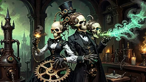 Prompt: Anthropomorphic
Sentient technological
Steampunkesque, ghoulish

In eldritch machine,
Gears entwined with bone do creak,
Specter of brass reigns.

Blunderbuss of dread,
Phosphorescent gleam ignites,
Sinister light glows.

Gothic spires crumble,
Smoggy tendrils coil in gloom,
Ruination spreads.

Phantoms clash with scales,
Draconic breath burns the night,
Wars of old rekindle.