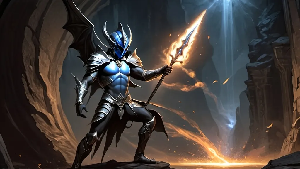 Prompt: Subterranean,  
Born of shadows and blue light,  
P'felit emerges.
Luciferin blue,  
Cerulean magic's touch,  
Marks him ‘Blue Ranger’.
Elders teach him well,  
Surface secrets come to light,  
Humans stir his quest.
Long-past father’s path,  
Walking between light and dark,  
Ancient bonds recalled.
Trained for centuries,  
Fate’s burden heavy to bear,  
Mankind’s hope renewed.
Arcane meets human,  
Half-Drow seeks to bridge the gap,  
In night’s fierce ballet.
Where wizards once clashed,  
P'felit’s light casts new shadows,  
Guardians unite.
Spectral allies wait,  
Guided by his radiant glow,  
Balance sought through pain.**
Sacrifice endured,  
For the future intertwined,  
Magic leads his way.
Drow elf, blue ranger,  
Instrumental in this tale,  
His legacy dawns.