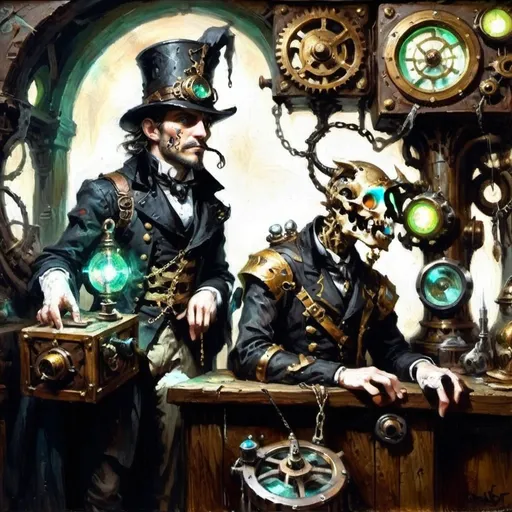 Prompt: ### Haiku Series: Steampunk Gothic Elegy
**I. Gloomy Sanctum's Veil**  
In hoary sanctum,  
Crumbling relics of dread,  
Shadows writhe and coil.  
**II. Flickers of Dismay**  
Eerie glimmers wane,  
Brass mechanisms bespeak  
Of rust's cruel decay.  
**III. Feline Warriors' Grit**  
Worn, sinewy forms,  
Anthropomorphic knights stride,  
Gear-clad audacity.  
**IV. Weapons Poised to Strike**  
In tattered espers,  
Blunderbusses starkly gleam,  
Eyes aglow with might.  
**V. The Pseudo-Drake Calls**  
Scales tarnished yet grand,  
Mechanical wyrm exhales  
Ominous green light.  
**VI. Menace in the Depths**  
Skeletal beast looms,  
Gears grating in sable night,  
Malevolence waits.  
**VII. Tension in the Air**  
Ominous foreboding,  
Gothic horror intertwines,  
Impending conflict.  
### Closing Reflection  
Eloquent shadows dance,  
In this steampunk reverie,  
Darkness meets the flame.  