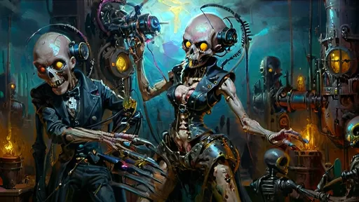 Prompt: Anthropomorphic
Sentient ghoulish zombie
Steampunkesque, technologic
In sepulchral gloom
A blunderbuss, eerily
Glows with spectral pulse
Circumscribed by night
Illumination pervades
Casting phantoms long
Awash in shadows
The gunbreath breathes of fates linked
A sentinel stark
Faintly it bastions
Cutting through tenebrous shrouds
A harbinger’s glare
Atmosphere thickened
With dread—sorrow’s embrace tight
Fate’s weapon awaits
Flash, luciferin
alien skin like silk a-shred
Eschatological