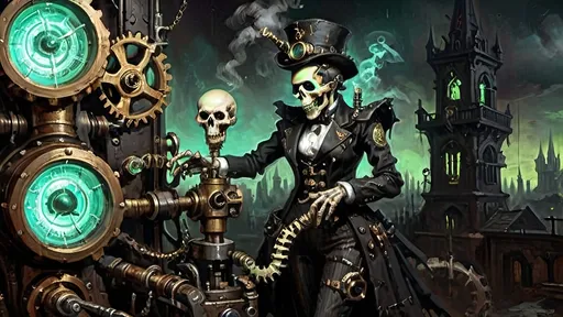 Prompt: Anthropomorphic
Sentient technological
Steampunkesque, ghoulish

In eldritch machine,
Gears entwined with bone do creak,
Specter of brass reigns.

Blunderbuss of dread,
Phosphorescent gleam ignites,
Sinister light glows.

Gothic spires crumble,
Smoggy tendrils coil in gloom,
Ruination spreads.

Phantoms clash with scales,
Draconic breath burns the night,
Wars of old rekindle.