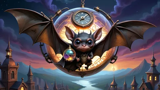 Prompt: Within arcane realms,  
Anthropomorphic bat-bodied figures glide,  
Unfurled wings sweeping through twilight skies.  
In the heart of the commune, amidst steampunk wonders,  
Three bat boys embark on a daring adventure.
Clutching a crystal sphere,  
Its vivid world encapsulated within,  
A steampunk elder reflects,  
Embracing the ethereal with knowing eyes.  
Trompe L'oeil’s whispered spell,  
Warlock's alchemy, and ancient intrigues guide them.
Luciferin hues dance in the air,  
Psychedelic flames casting an otherworldly glow,  
Smoke weaving mystical tales of yore.  
The boys, undeterred, move forward,  
Their high-top sneakers, a blend of leather and copper,  
Pounding the rugged terrain with determined strides.
Amidst the expansive panorama,  
Nature's flame essence glows,  
Revealing the fantasy world unfolding.  
Each step brings new perils,  
Each flutter of their wings a brush with fate.
High above, the stars bear silent witness,  
To their bravery and camaraderie,  
In the face of overwhelming odds.  
Bound by duty and a brotherhood unspoken,  
They carve their path through the heart of the commune,  
Their journey just beginning in this steampunked twilight.
With enhanced fingers tracing ancient maps,  
Expressive eyes searching for the next clue,  
They press forward into the unknown,  
Their bond a beacon in a world fraught with danger.  
Through the shimmering veil of smoke and flame,  
The adventure of three bat boys,  
Against all odds,  
Continues into the night.