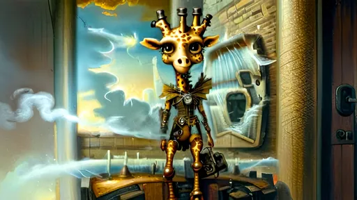 Prompt: In the advanced steampunkesque world of anthropomorphic cute giraffes, where gears and steam power their society, a sense of urgency fills the air as whispers of an End of the World scenario ripple through the city. With a graceful yet rapid movement, the elegant giraffe inventor carefully selects intricate tools and contraptions, each a masterpiece of brass and polished wood, and places them within the BoV (Bag of Vitality) - a marvel of engineering designed for swift evacuation.
The inventor's long, nimble neck elegantly slides medical supplies into compartments, secures delicate clockwork devices, and tucks away essential provisions within the sturdy yet stylish satchel. The urgency of the moment is reflected in the focused determination mirrored in their keen eyes, a dedication to readiness in the face of uncertainty.
As the last item is carefully placed, the inventor pauses for a moment, a mix of resolve and apprehension in their gaze. The weight of the BoV on their back serves as a reminder of the responsibility they bear, not just for their own survival, but for the knowledge and innovation they carry within this steampunkesque world on the brink of upheaval. With a final adjustment, the straps are secured, and the inventor stands tall, ready to embark on the unknown journey ahead, the promise of a new adventure tinged with both excitement and a hint of trepidation.