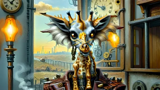 Prompt: In the advanced steampunkesque world of anthropomorphic cute giraffes, where gears and steam power their society, a sense of urgency fills the air as whispers of an End of the World scenario ripple through the city. With a graceful yet rapid movement, the elegant giraffe inventor carefully selects intricate tools and contraptions, each a masterpiece of brass and polished wood, and places them within the BoV (Bag of Vitality) - a marvel of engineering designed for swift evacuation.
The inventor's long, nimble neck elegantly slides medical supplies into compartments, secures delicate clockwork devices, and tucks away essential provisions within the sturdy yet stylish satchel. The urgency of the moment is reflected in the focused determination mirrored in their keen eyes, a dedication to readiness in the face of uncertainty.
As the last item is carefully placed, the inventor pauses for a moment, a mix of resolve and apprehension in their gaze. The weight of the BoV on their back serves as a reminder of the responsibility they bear, not just for their own survival, but for the knowledge and innovation they carry within this steampunkesque world on the brink of upheaval. With a final adjustment, the straps are secured, and the inventor stands tall, ready to embark on the unknown journey ahead, the promise of a new adventure tinged with both excitement and a hint of trepidation.