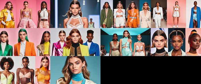 Prompt: Design a futuristic fashion collection for the year 2025, emphasizing a blend of high fashion and streetwear. The collection should reflect a range of styles from casual to avant-garde, inspired by the unique fashion sensibilities of icons like Chiara Ferragni, Kendall Jenner, the Hadid sisters, Rihanna, A$AP Rocky, Kim Kardashian, Hailey Bieber, Harry Styles, Zendaya, and Tyler, the Creator. Incorporate elements of gender-fluidity and vintage influences, creating a global appeal. Prioritize the use of high-tech materials and sustainable fabrics to showcase innovation and environmental responsibility. Emphasize smart designs that speak to a technologically advanced and eco-conscious audience. Visual Style: Utilize a bold and earthy color palette. Apply dynamic and creative lighting techniques to highlight the innovative aspects of the designs, emphasizing their futuristic and cutting-edge nature. Ensure high resolution to capture the intricate details of the fabrics and textures. Inclusivity: Feature a diverse range of models representing various ethnicities and backgrounds, underlining a global, inclusive approach to fashion. Inspiration Sources: Draw from current fashion trends, influencer styles, and social media platforms like Instagram, TikTok, and YouTube for a contemporary yet forward-looking approach. sfw